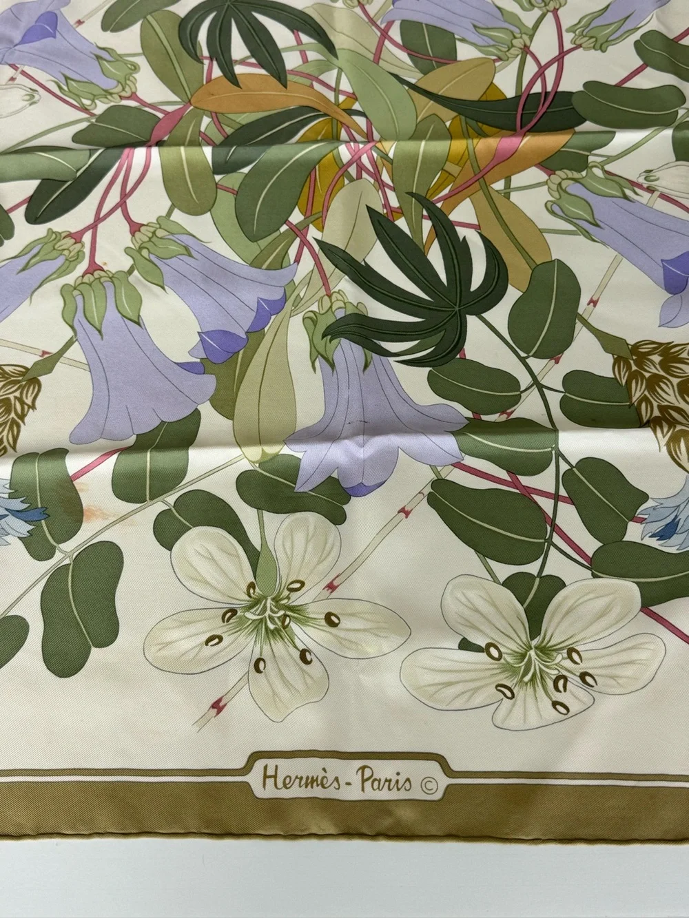 HERMES 100% Silk Scarf Carre 90 Flora Graeca Botanical Floral Elegant France